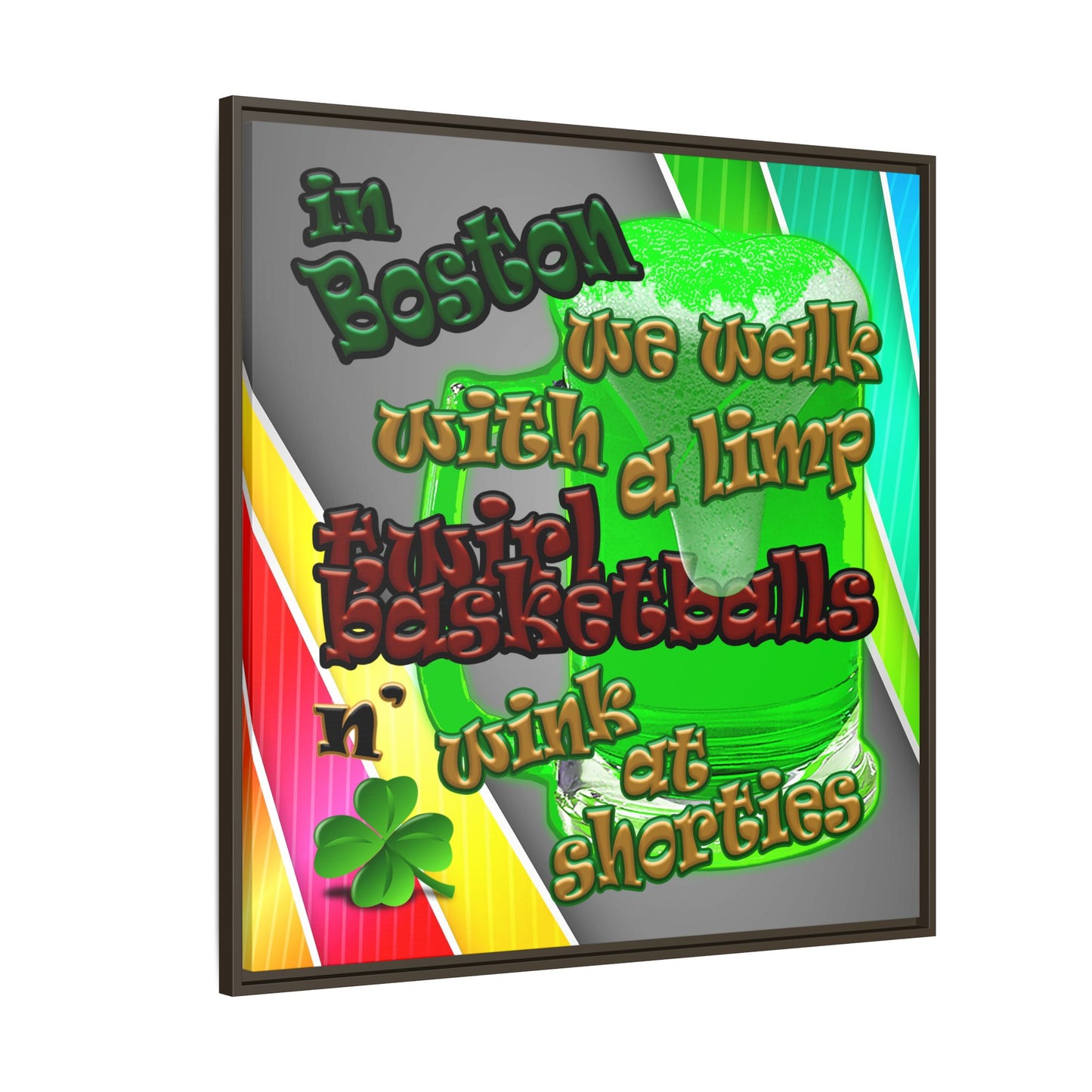 celtics logo - framed canvas art (rainbow split)