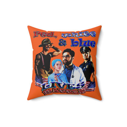 rw&b lives matter - Spun Polyester Square Pillow - (orange)