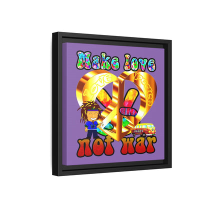 love peace - framed canvas art (light purple)