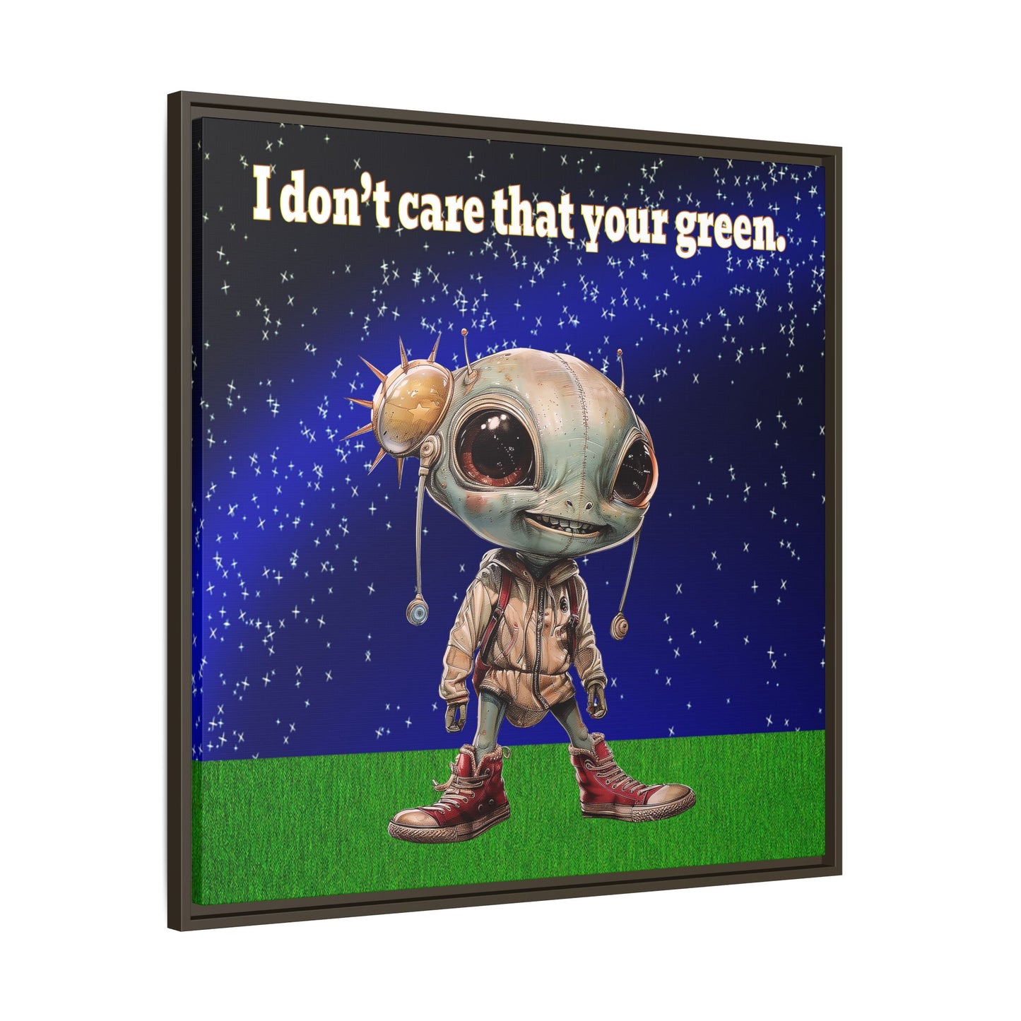 I don't care that your green - framed canvas art ('snoops' background)