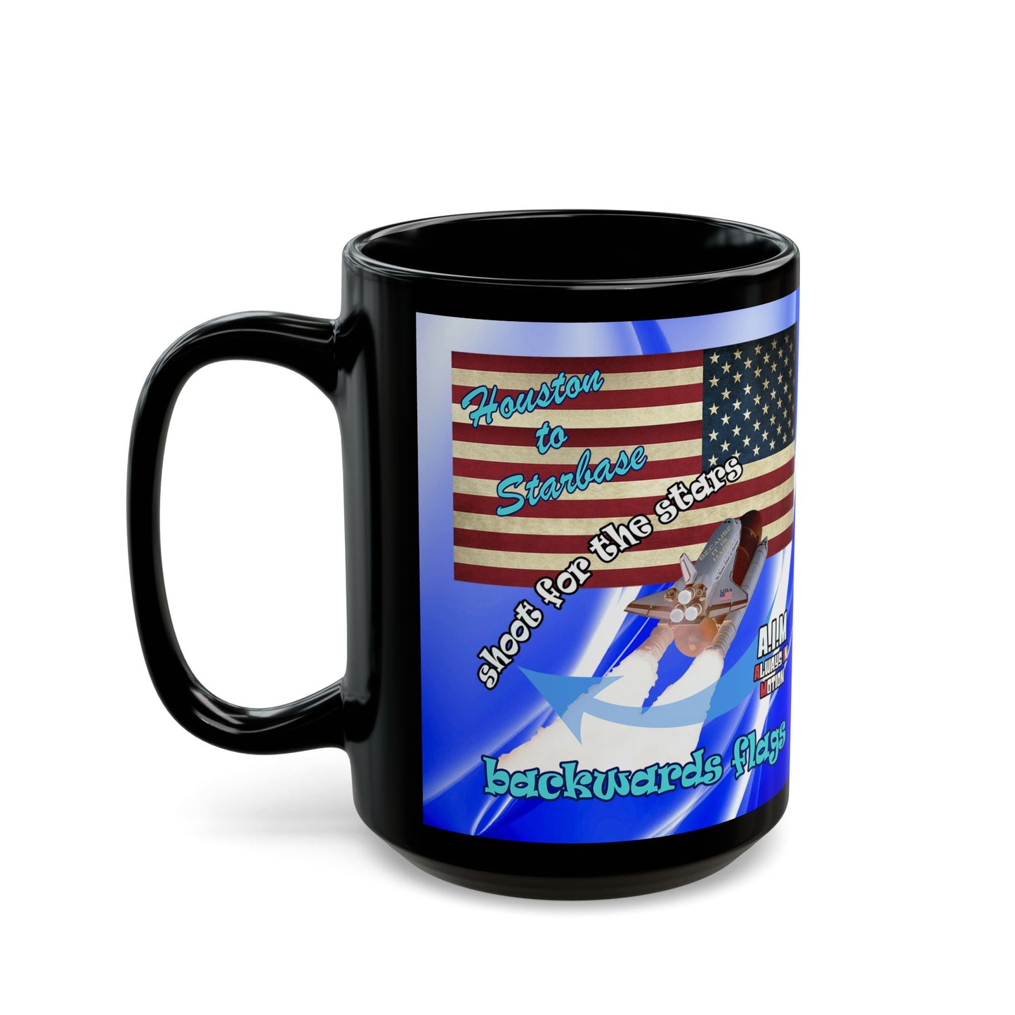 shoot for the stars - Black Mug (blue-white wave)
