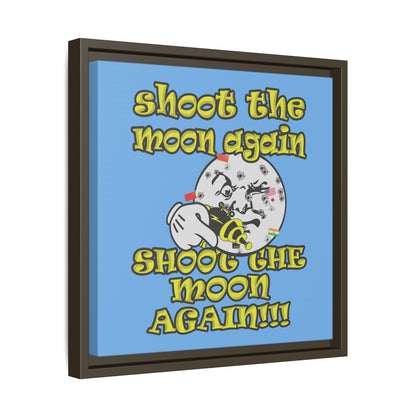 shoot the moon again - framed canvas art (light blue)