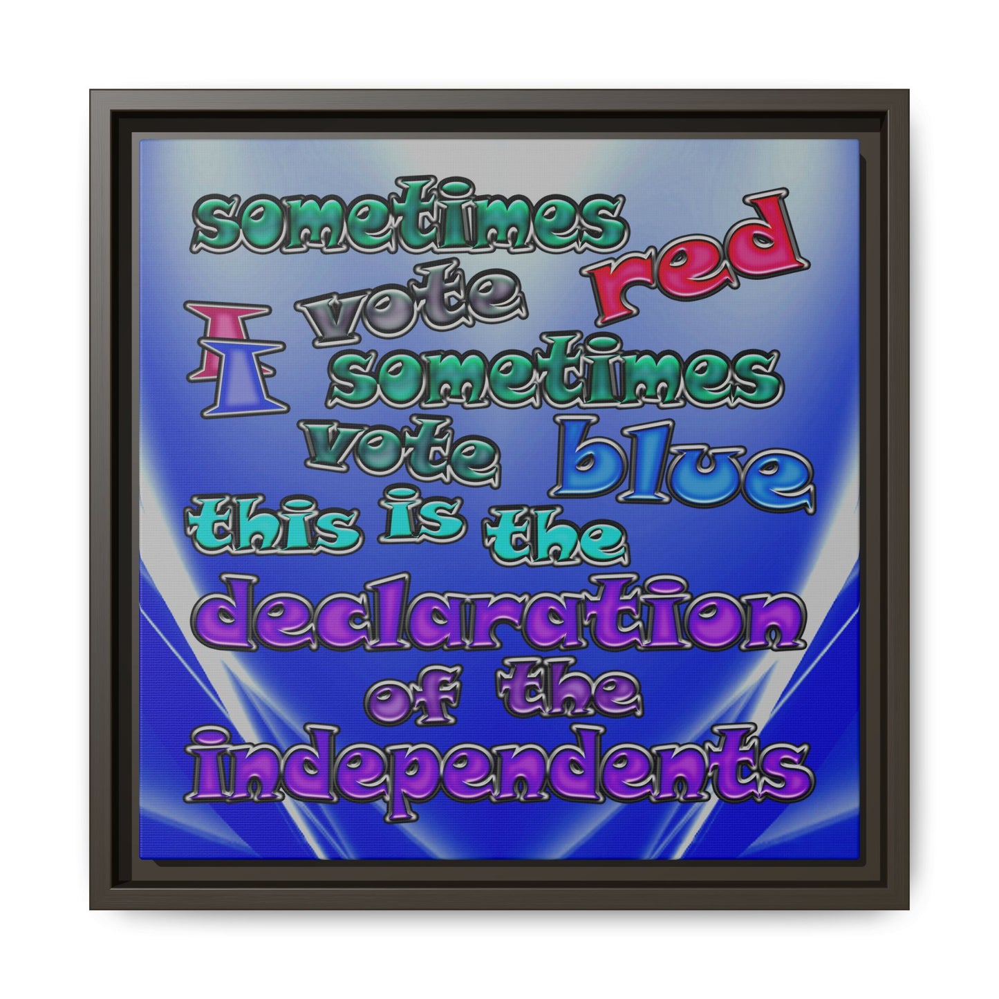 declaration of the independents - framed canvas art (blue-white wave)