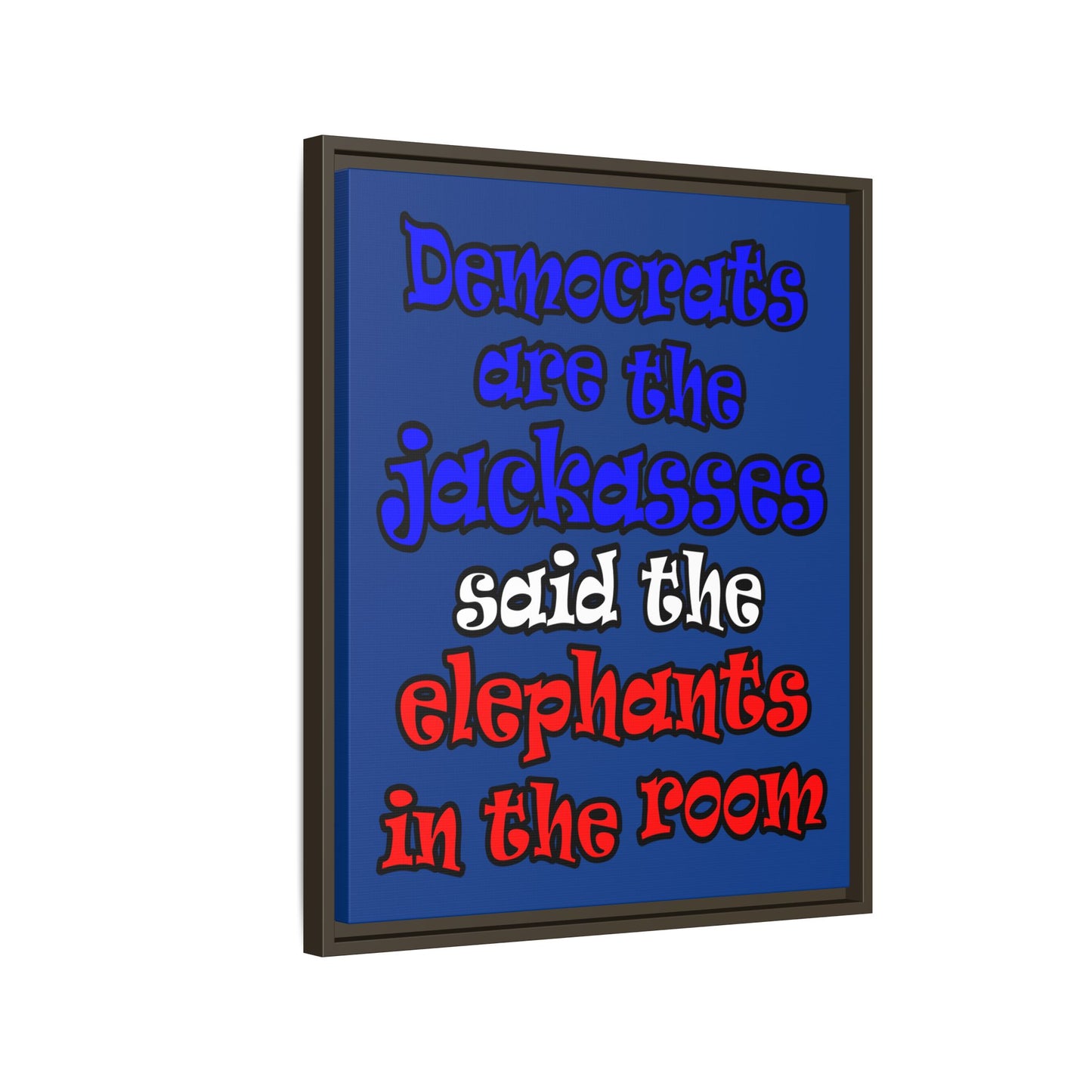 donkeys and elephants - framed canvas art (dark blue)
