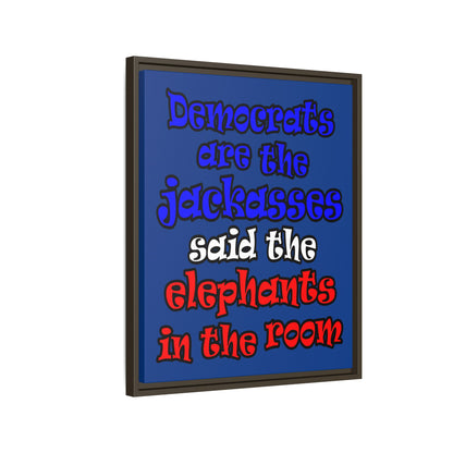 donkeys and elephants - framed canvas art (dark blue)