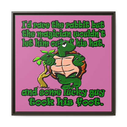 turtle race - framed canvas art (light pink)