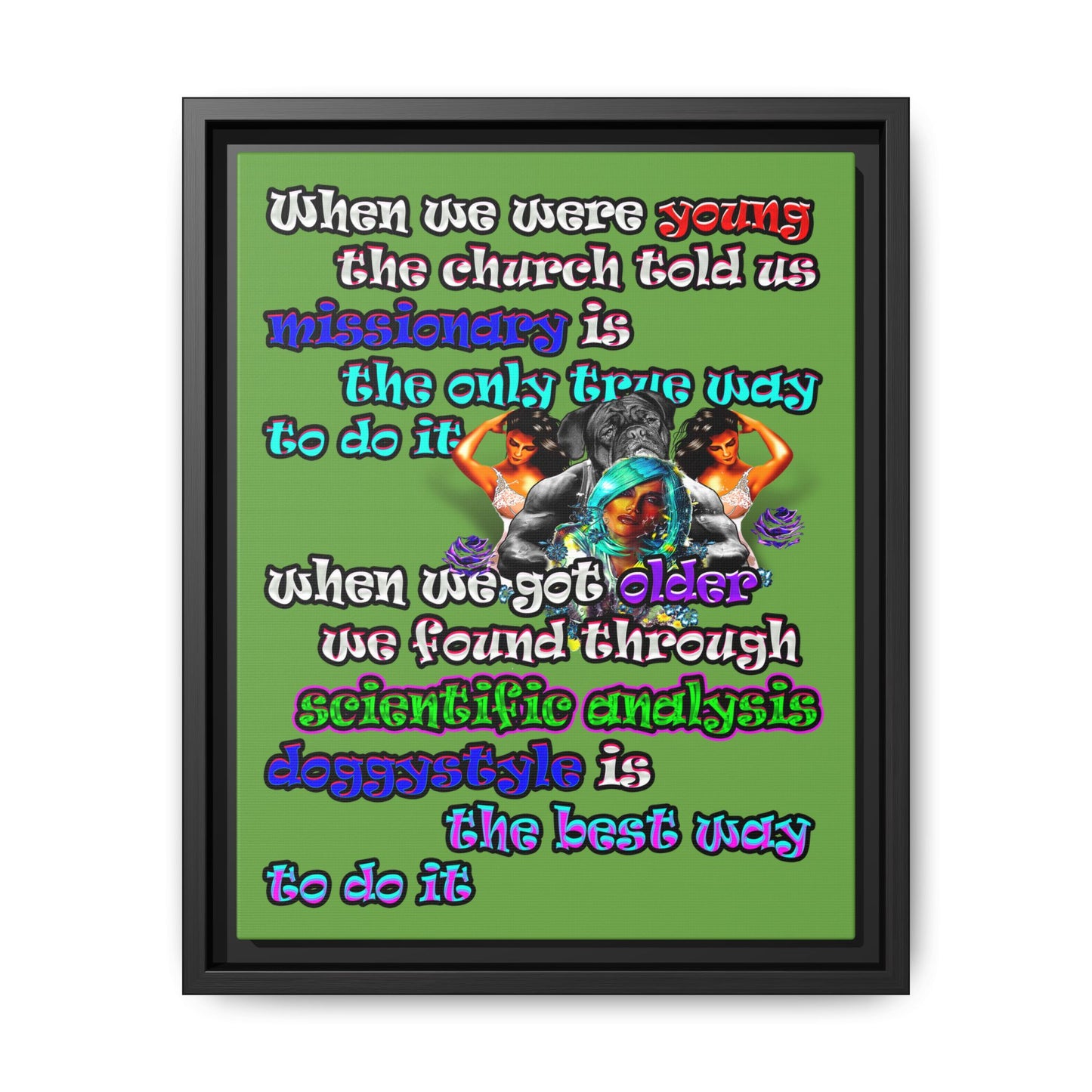 doggystyle - framed canvas art (green)