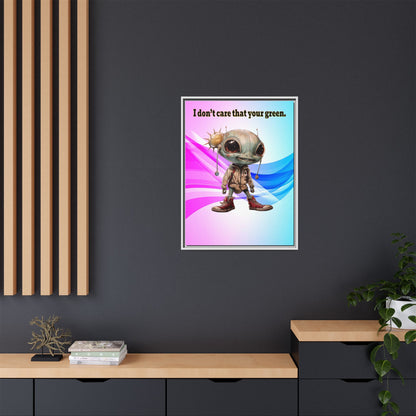 I don't care that your green - framed canvas art (light blue-pink wave)