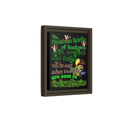 christmas spirits of boston - framed canvas art (black)