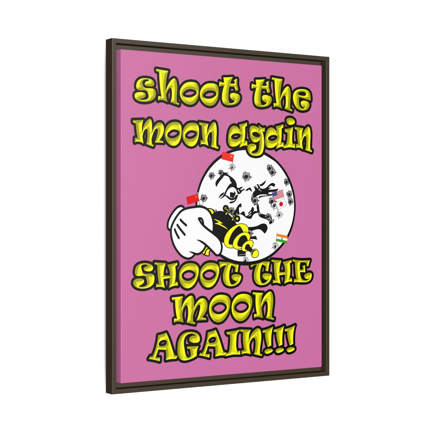 shoot the moon again - framed canvas art (light pink)