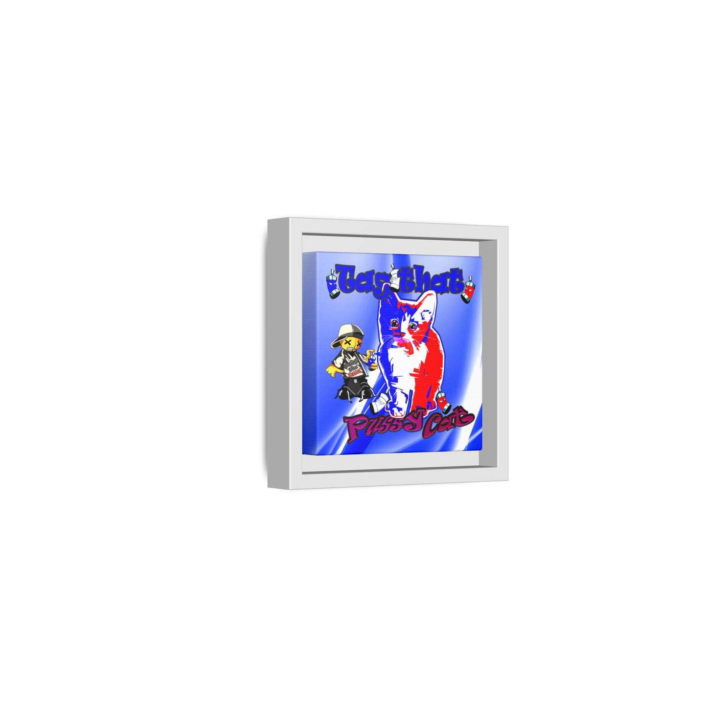 tag that - framed canvas art (blue-white wave)