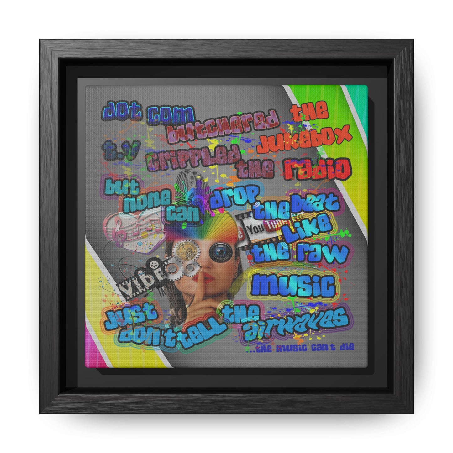 drop the beat - framed canvas art (rainbow split)