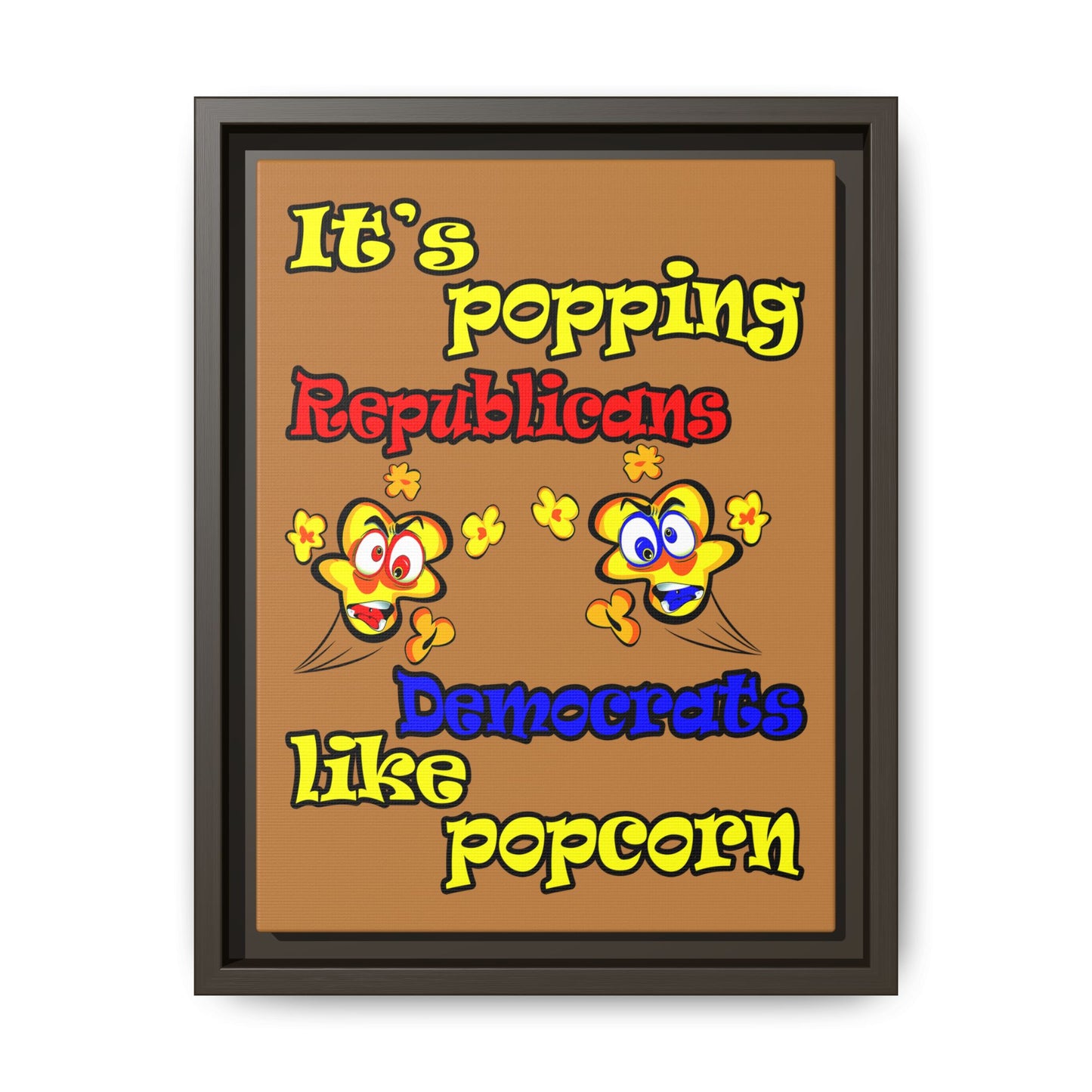 popping like popcorn - framed canvas art (light brown)