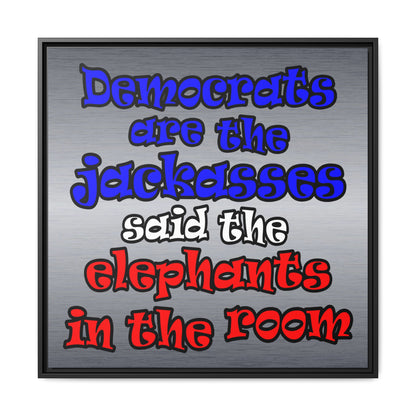 donkeys and elephants - framed canvas art (brushed nickel)