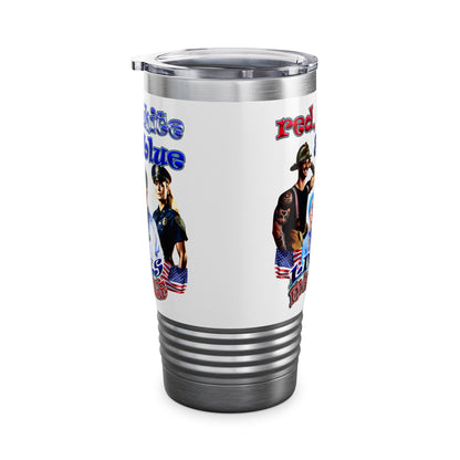 rw&b lives matter - Ringneck Tumbler, 20oz (white)
