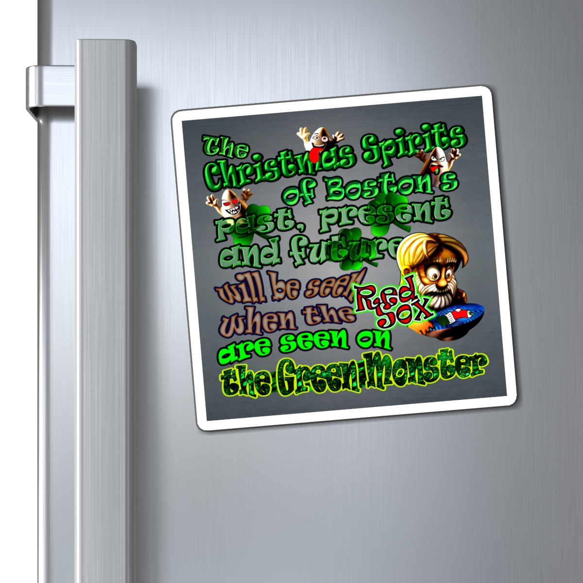 christmas spirits of boston - Magnets - (grey-light grey)