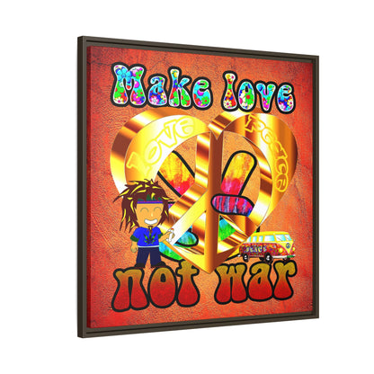 love peace - framed canvas art (burnt orange)