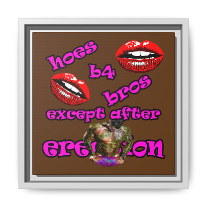 hoes b4 bros - framed canvas art (brown)