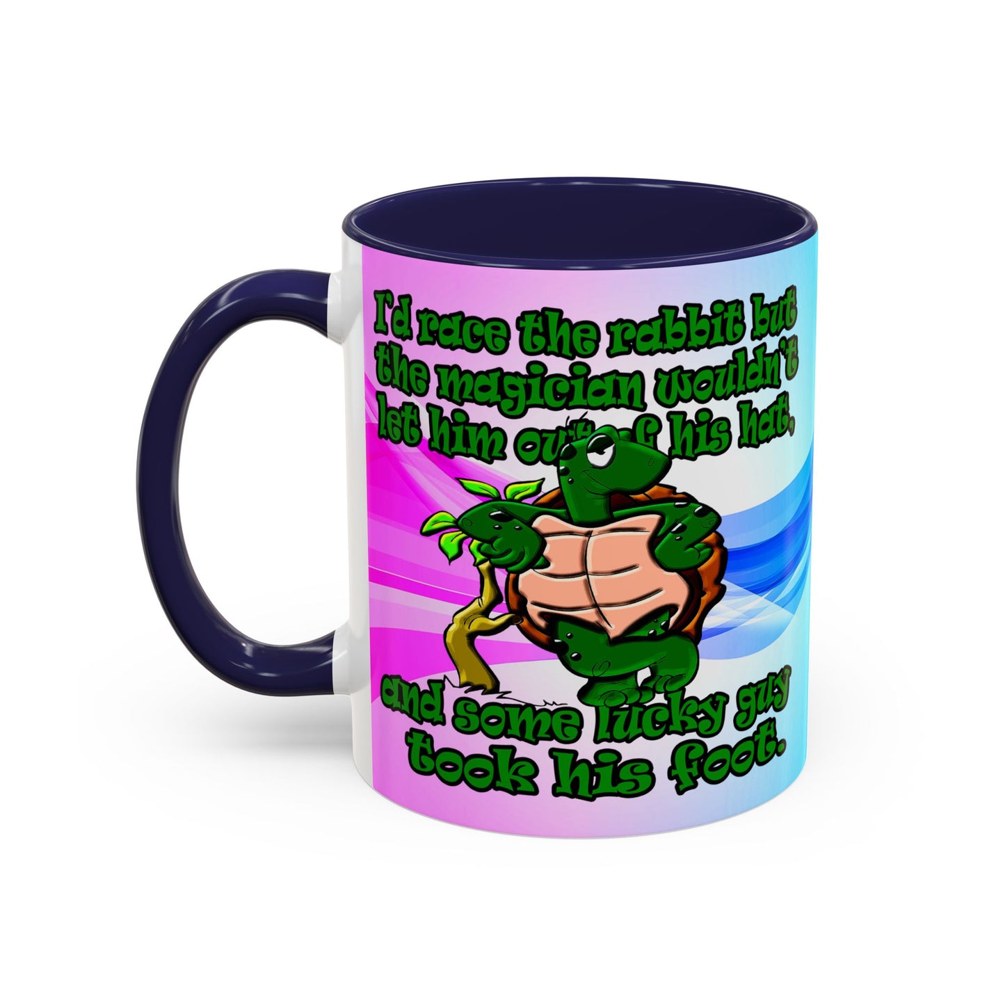 turtle race - Accent Mug (light blue-pink wave)