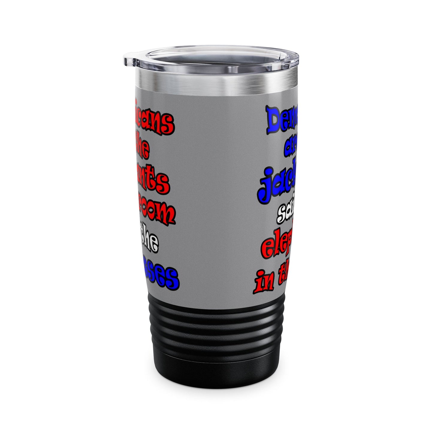donkeys and elephants - Ringneck Tumbler, 20oz (grey)