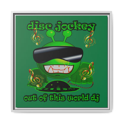 disc jockey - framed canvas art (dark green)