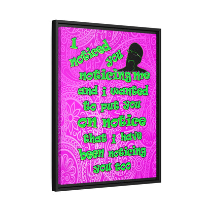 noticed you noticing - framed canvas art (pink swirl)