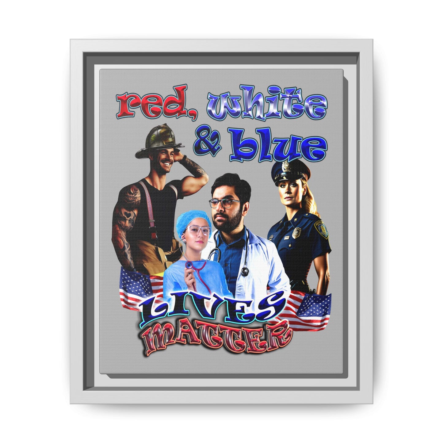 rw&b lives matter - framed canvas art (light grey)