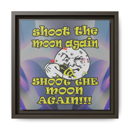 shoot the moon again - framed canvas art (grey-pink wave)