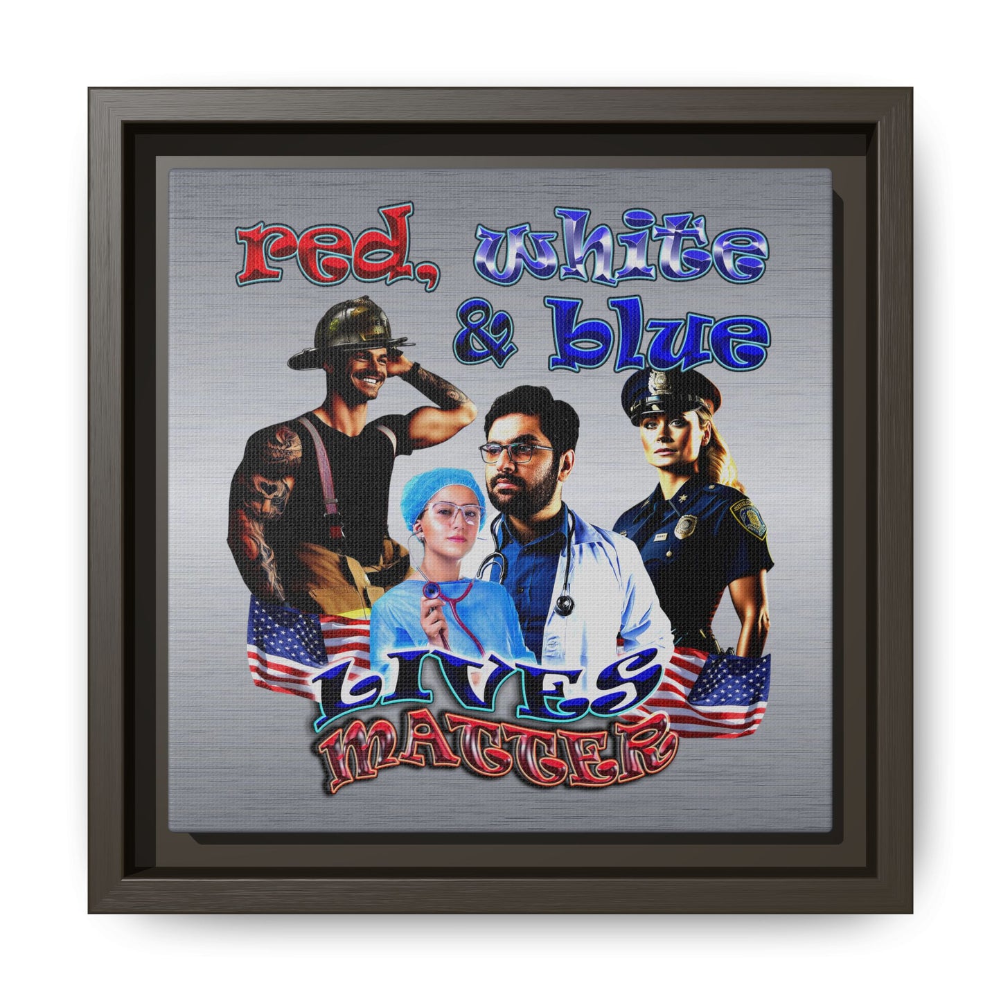 rw&b lives matter - framed canvas art (brushed nickel)