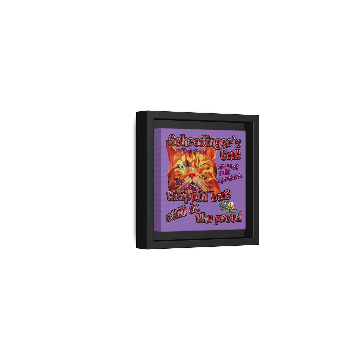 schrodinger's cat - framed canvas art (light purple)