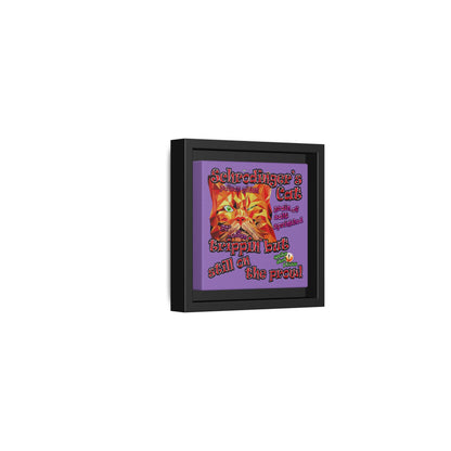 schrodinger's cat - framed canvas art (light purple)