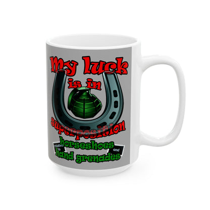 my luck - White Mug (light grey)