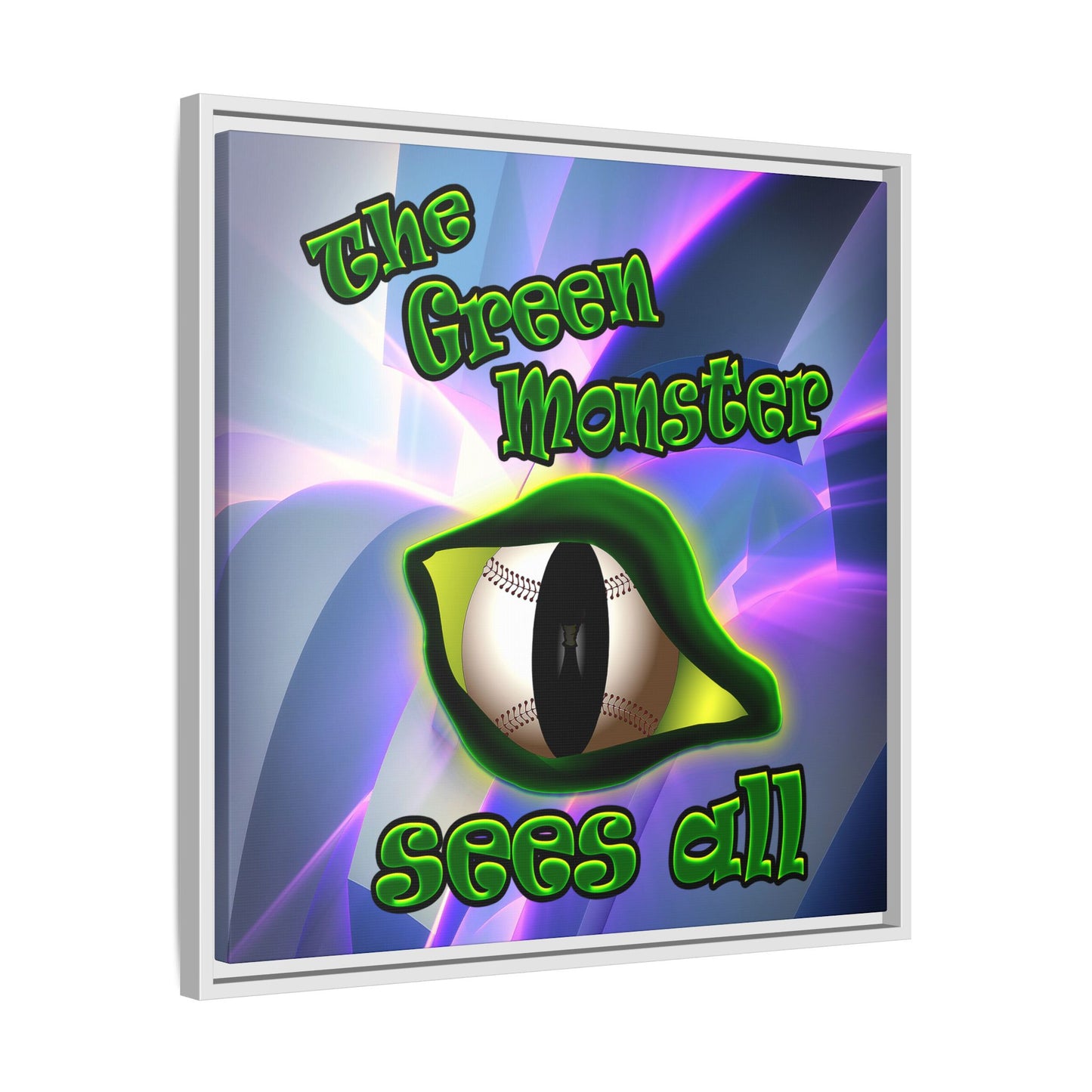 green monster - framed canvas art (grey-pink wave)