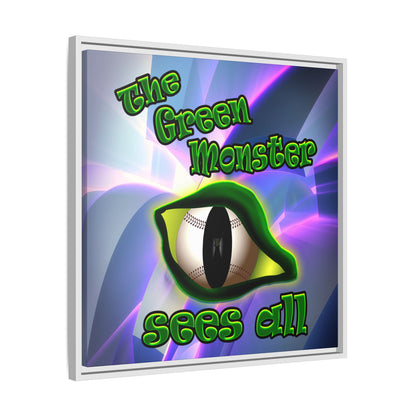 green monster - framed canvas art (grey-pink wave)