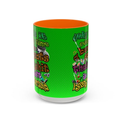 the bum's shit - Accent Mug (logo green)
