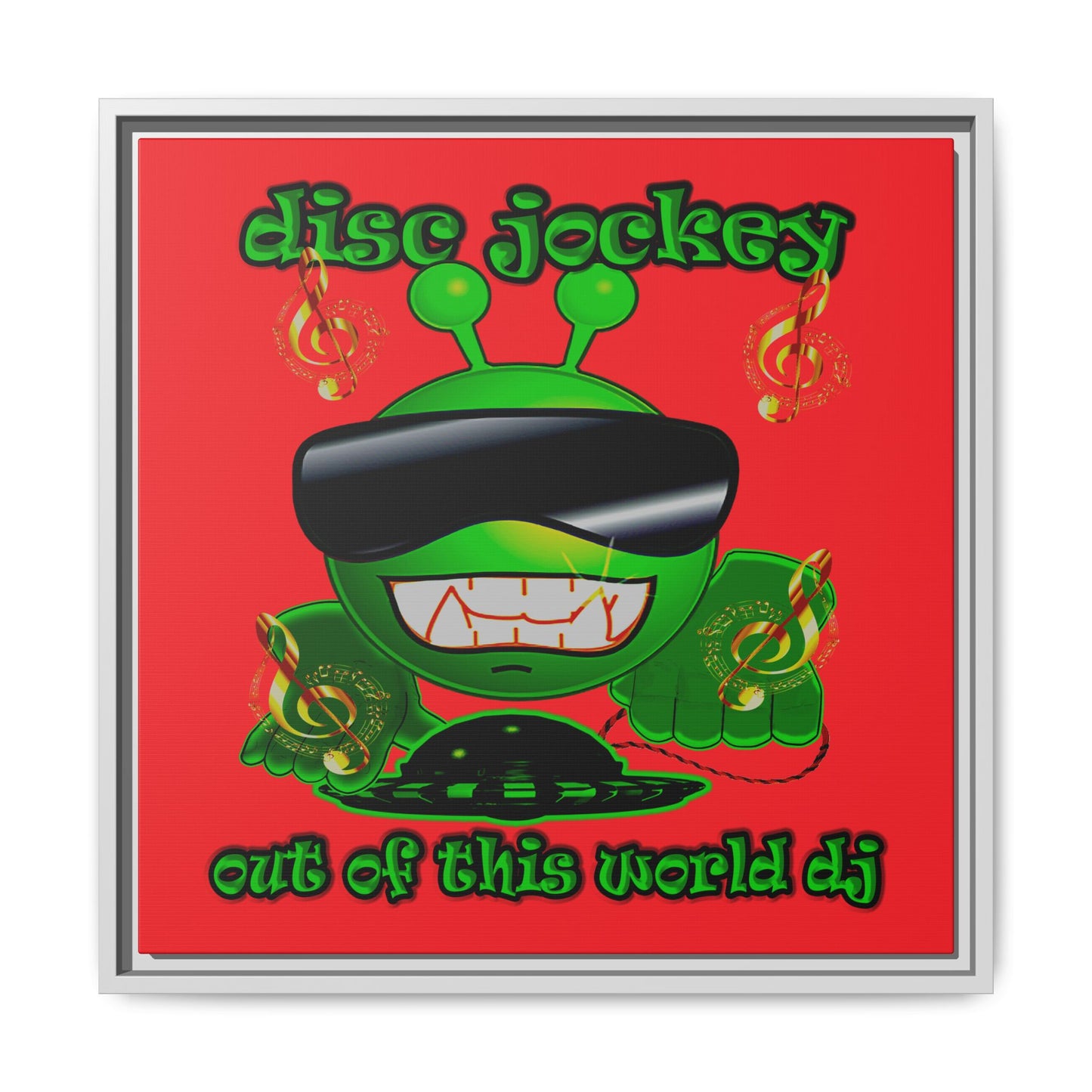 disc jockey - framed canvas art (red)
