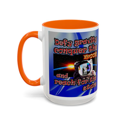 defy conquer reach - Accent Mug (blue-white wave)