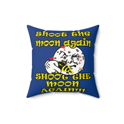 shoot the moon again - Faux Suede Square Pillow - (dark blue)
