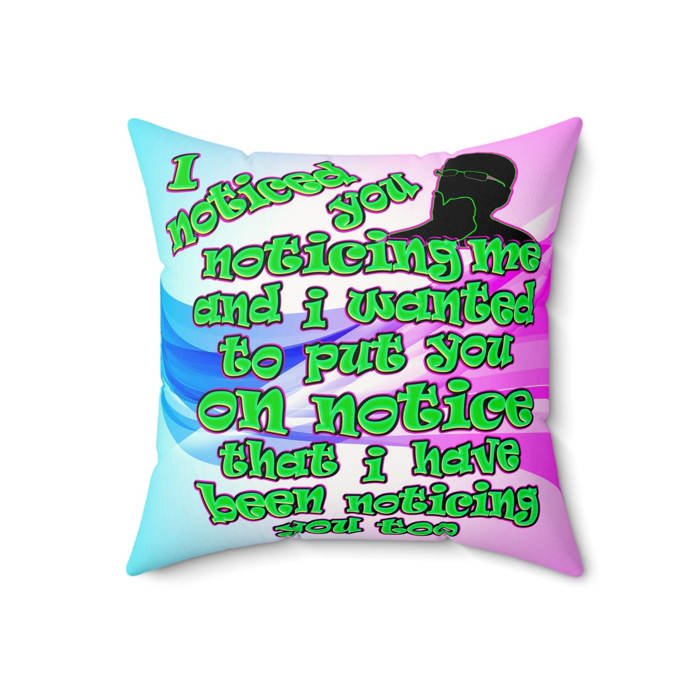 noticed you noticing - Faux Suede Square Pillow - (light blue-pink wave)