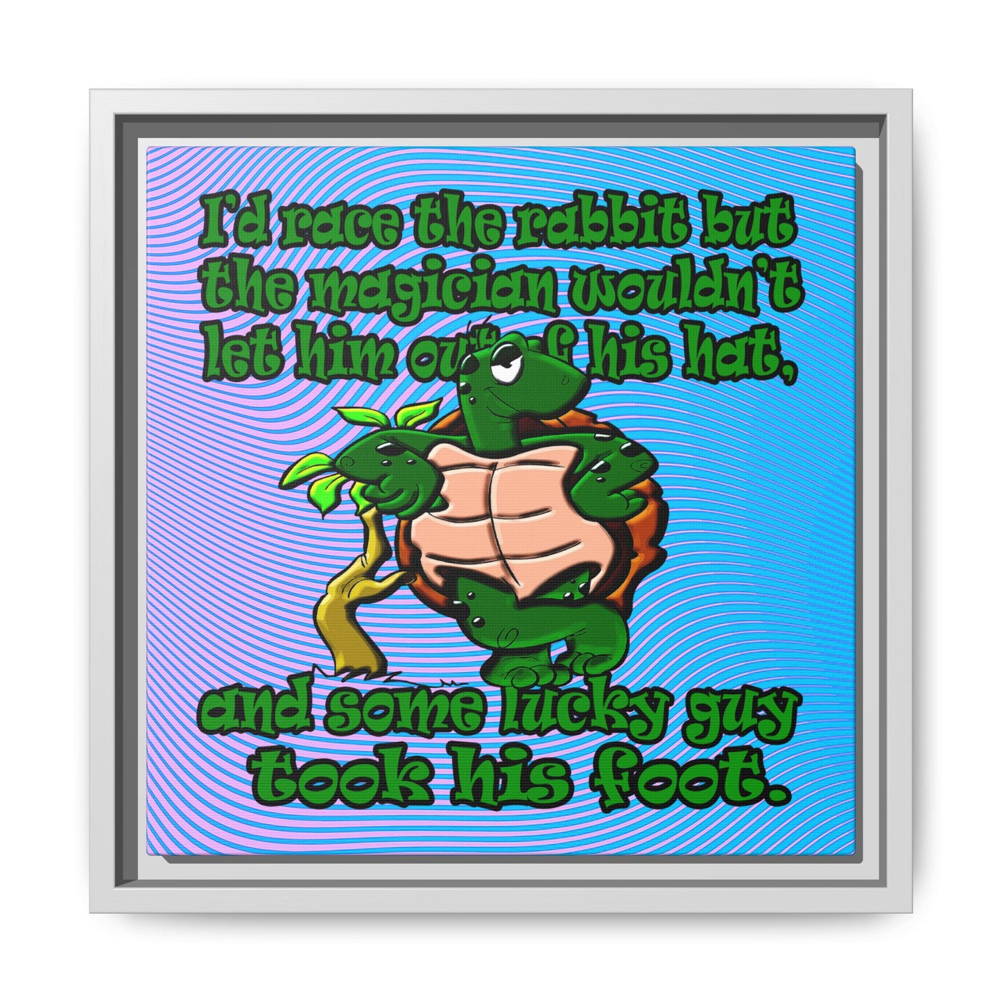 turtle race - framed canvas art (light blue-purple wave)