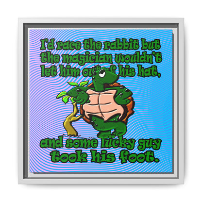 turtle race - framed canvas art (light blue-purple wave)