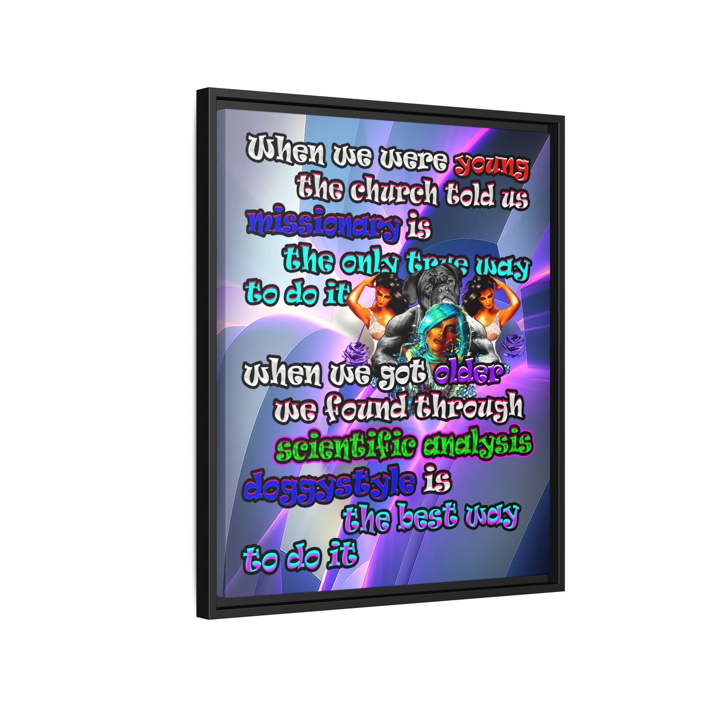 doggystyle - framed canvas art (grey-pink wave)