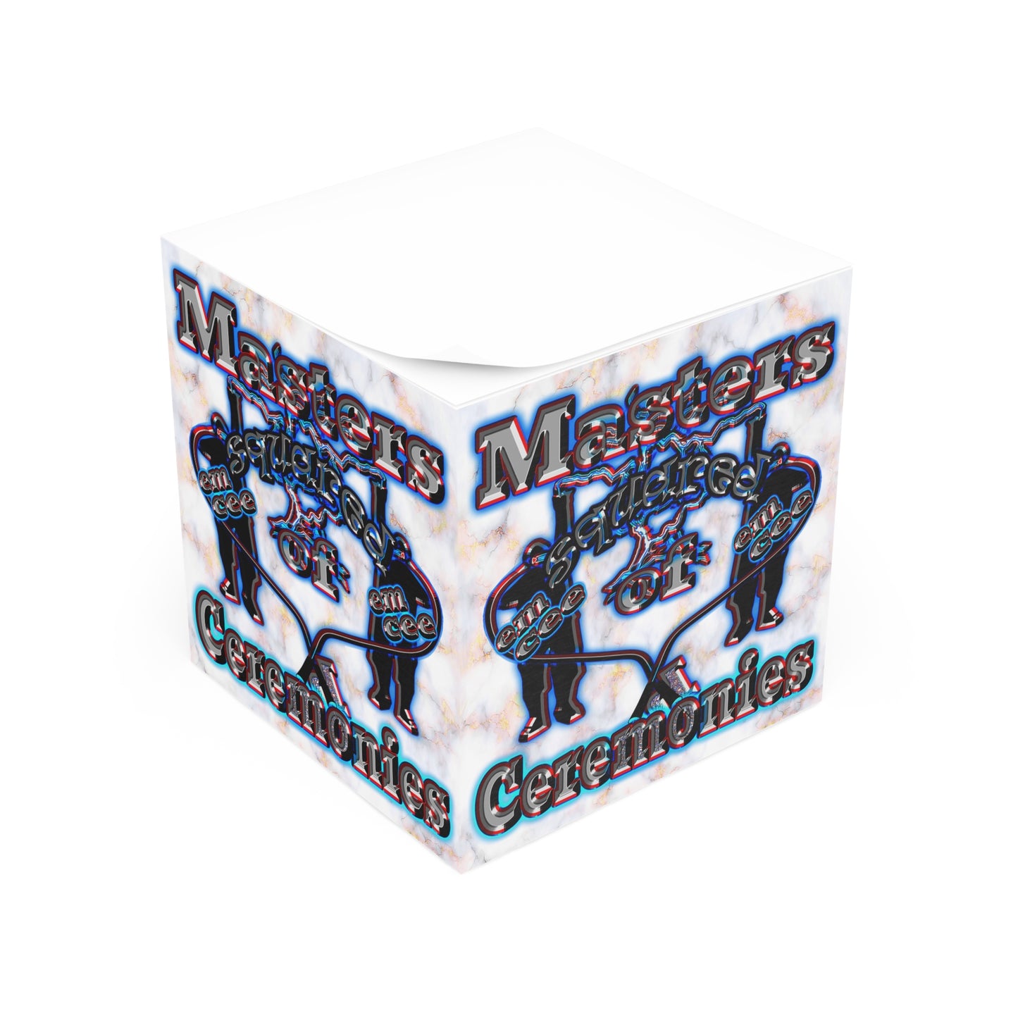 em cee squared - note cube (white marble)