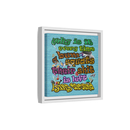 the bum's shit - framed canvas art (faded blue)