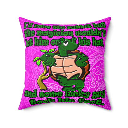 turtle race - Faux Suede Square Pillow - (pink swirl)