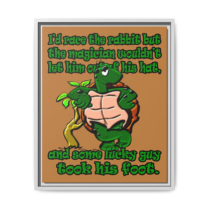 turtle race - framed canvas art (light brown)