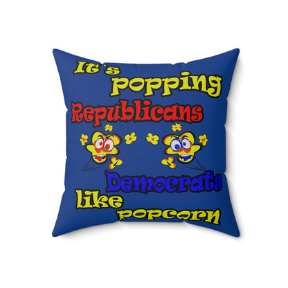 popping like popcorn - Spun Polyester Square Pillow - (dark blue)