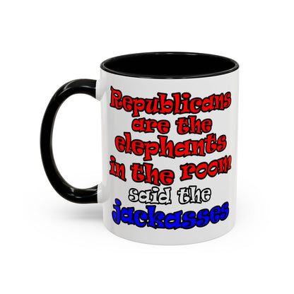 donkeys and elephants - Accent Mug (white)