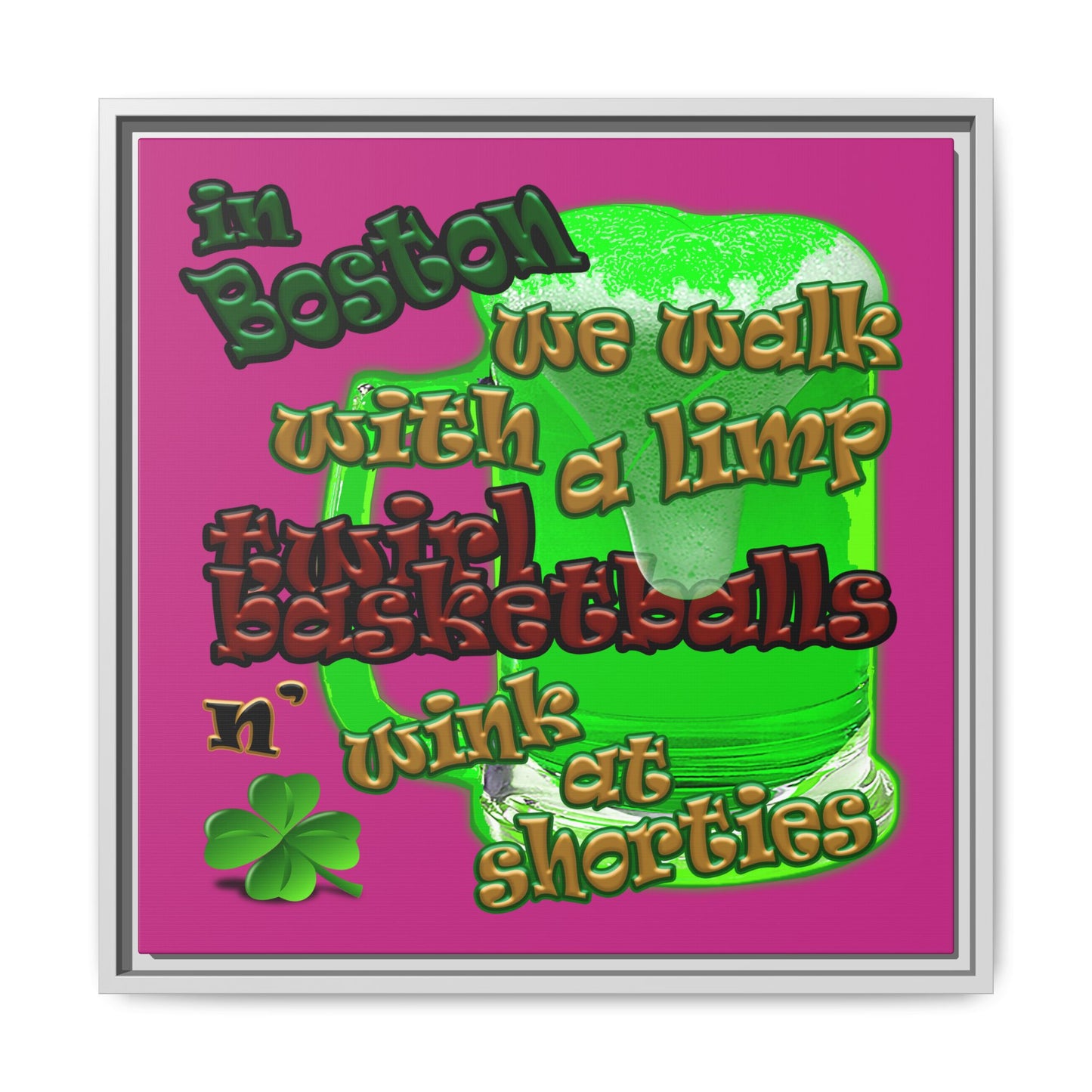 celtics logo - framed canvas art (pink)