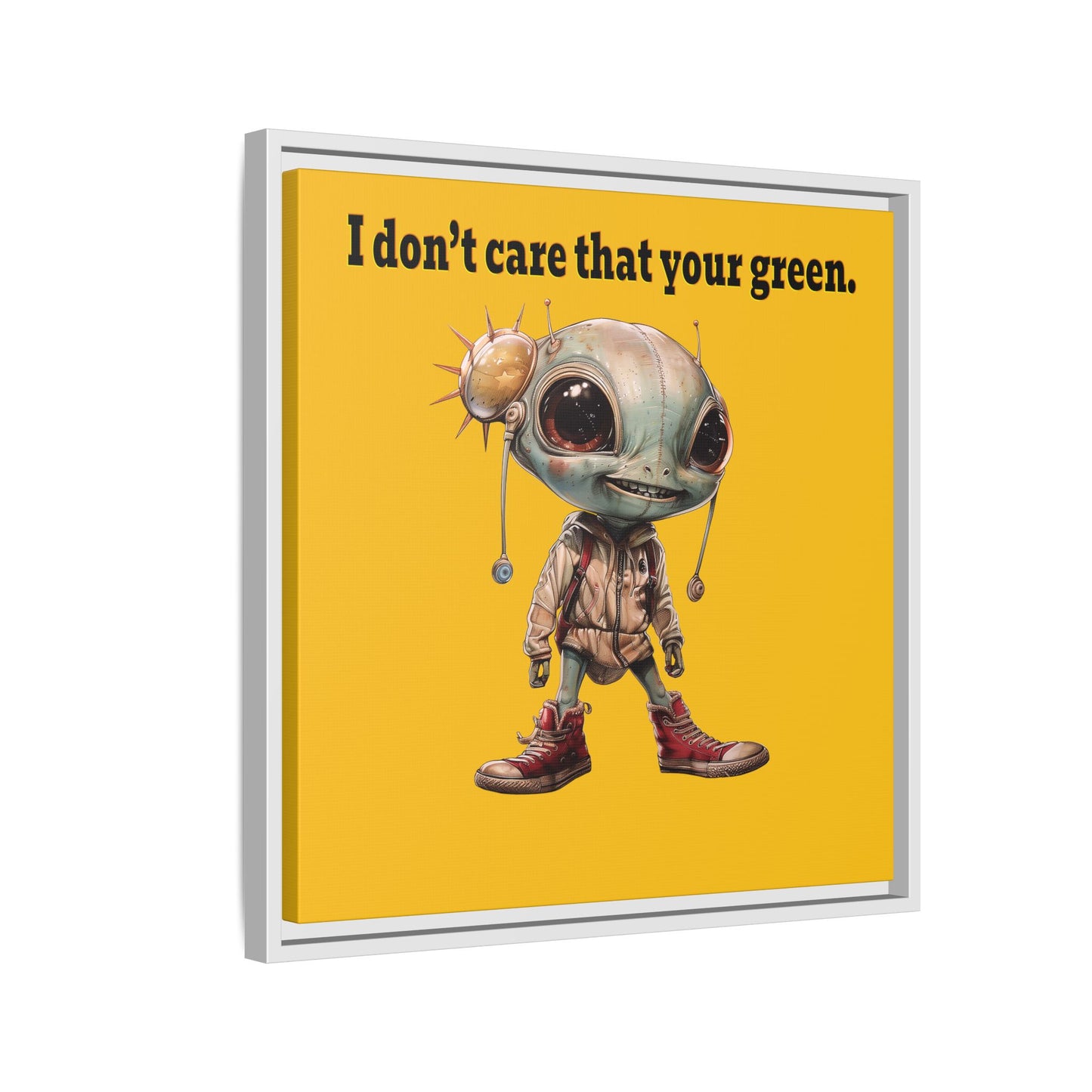 I don't care that your green - framed canvas art (yellow)